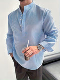 Men's Long-Sleeve Striped Round-Neck Shirt for Spring And Autumn